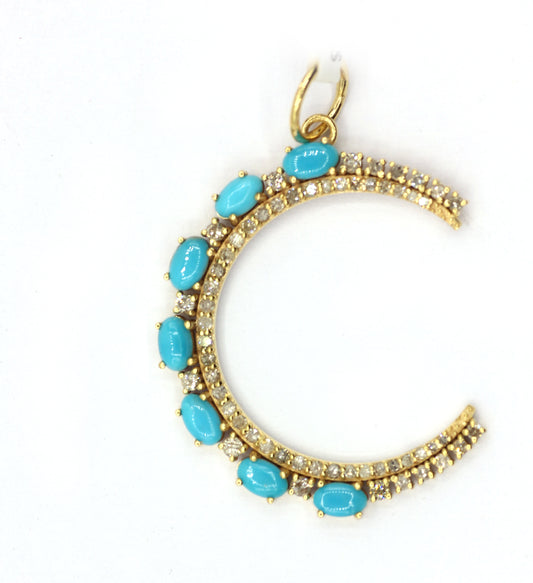 Moon 14k Solid Gold Diamond Pendants.