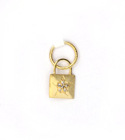 Lock 14k Solid Gold Diamond Pendants