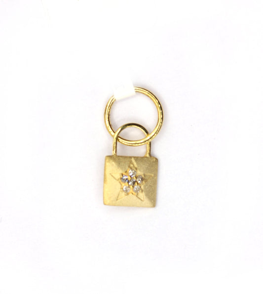 Lock 14k Solid Gold Diamond Pendants