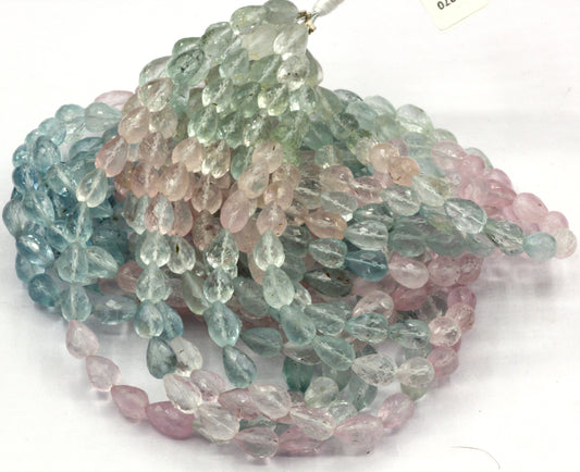 Aquamarine Faceted Tear Drop Long Drill, Size 9x6 mm
