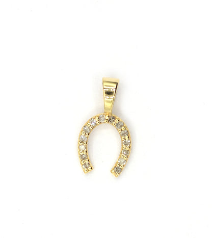 Horse shoe 14k Solid Gold Diamond Pendants.