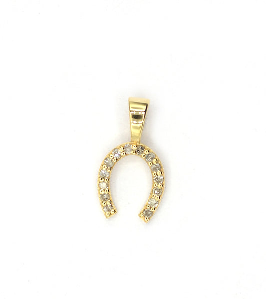 Horse shoe 14k Solid Gold Diamond Pendants.