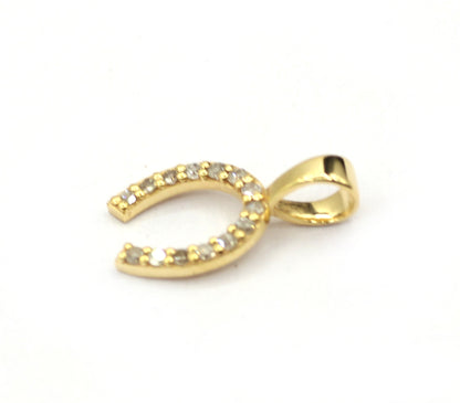 Horse shoe 14k Solid Gold Diamond Pendants.