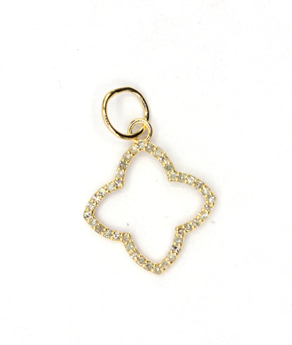 14k Gold Openwork Quatrefoil Design Diamond Pendant