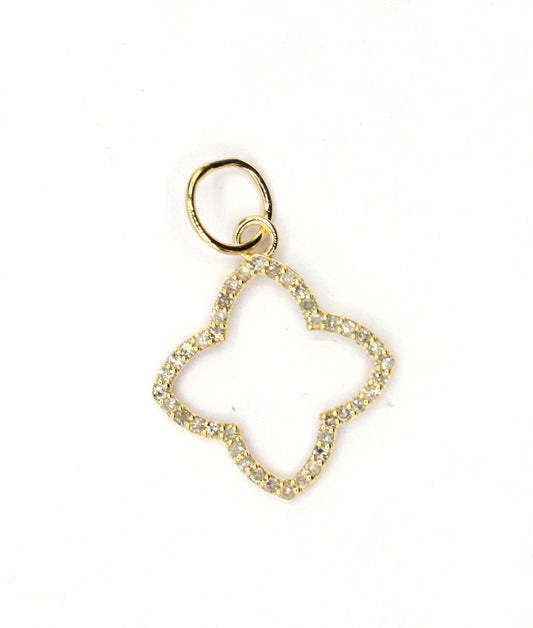 14k Gold Openwork Quatrefoil Design Diamond Pendant