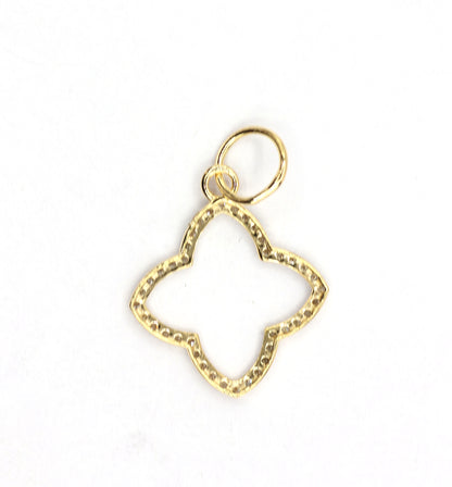 14k Gold Openwork Quatrefoil Design Diamond Pendant