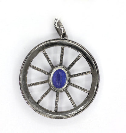 Enamel Round Shaped Diamond Pendant