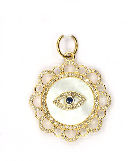 Round 14k Solid Gold Diamond Pendants.