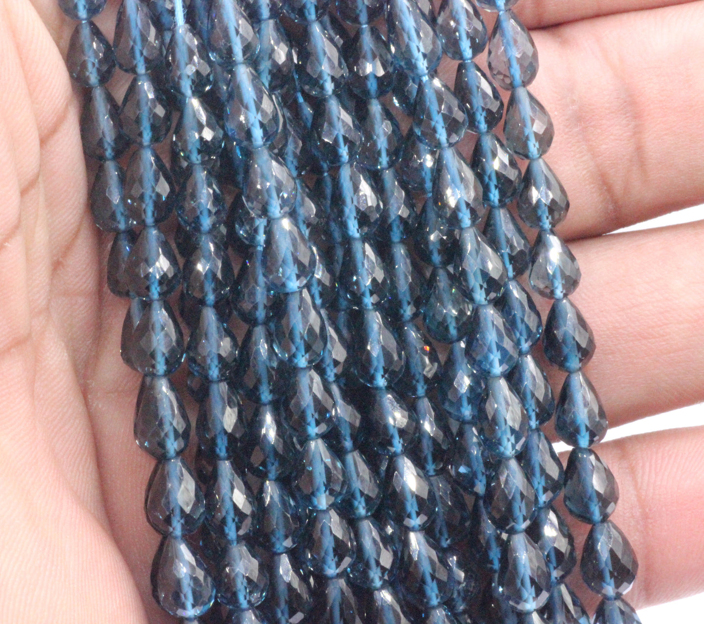 Topaz Blue Faceted Drop Beads