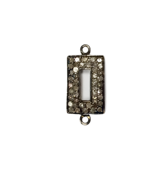 Open Rectangle Pave Diamond Charm