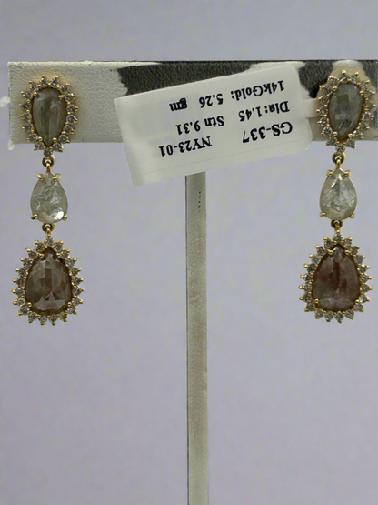 14k Solid Gold Diamond Earring