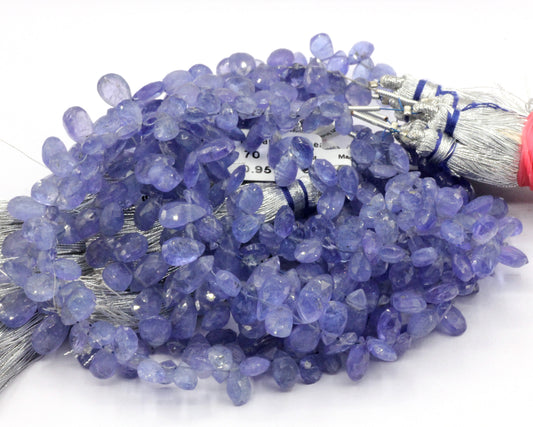 Tanzanite Faceted Drop Beads, Natural Tanzanite
