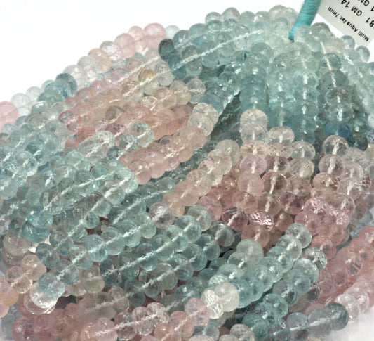 Multi Aquamarine Faceted Beads, Size 7 to 8 mm