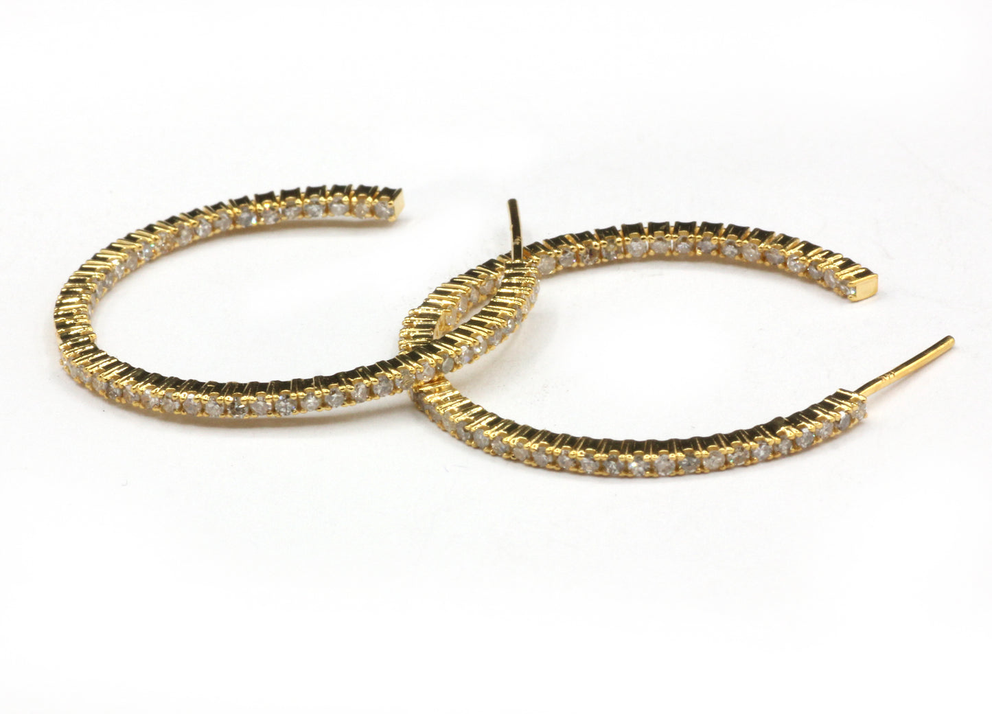 Hoop loop 14k Solid Gold Diamond Earring. Genuine handmade pave diamond Earring. 14k Solid Gold Diamond Earring..
