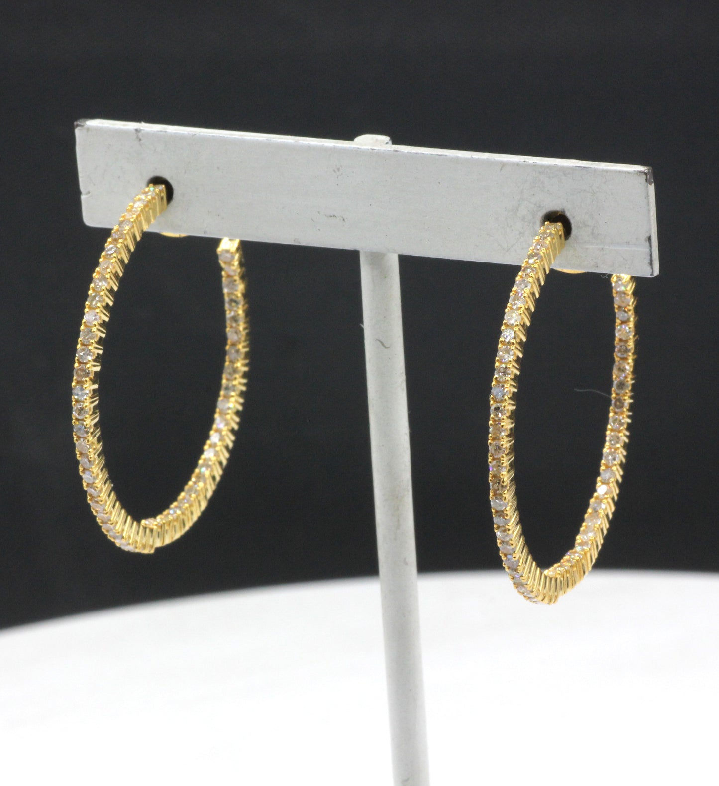 Hoop loop 14k Solid Gold Diamond Earring. Genuine handmade pave diamond Earring. 14k Solid Gold Diamond Earring..