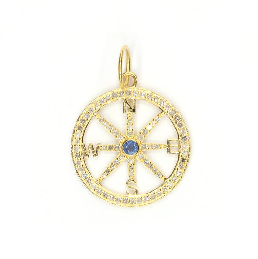 Compass 14k Solid Gold Diamond Pendants.