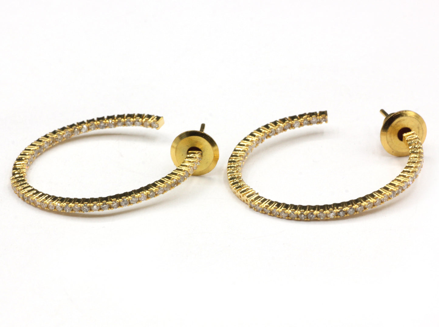 Hoop loop 14k Solid Gold Diamond Earring. Genuine handmade pave diamond Earring. 14k Solid Gold Diamond Earring..