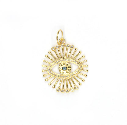Evil Eye 14k Solid Gold Diamond Pendants.