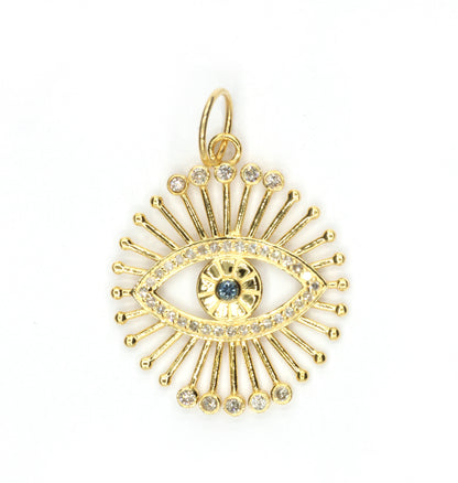 Evil Eye 14k Solid Gold Diamond Pendants.