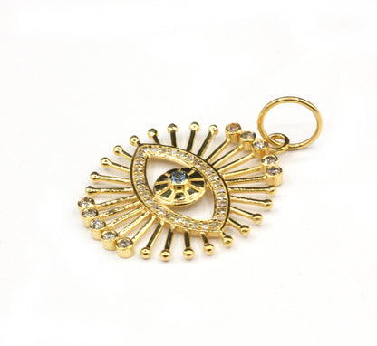 Evil Eye 14k Solid Gold Diamond Pendants.