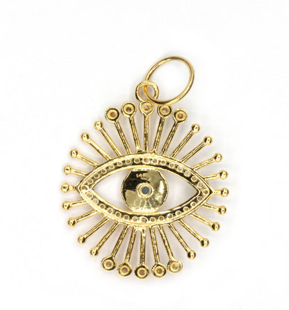 Evil Eye 14k Solid Gold Diamond Pendants.