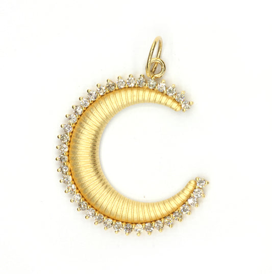 Moon 14k Solid Gold Diamond Pendants.
