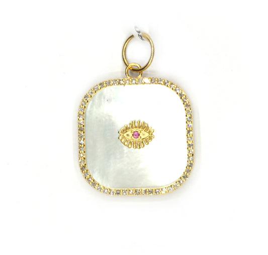 Square 14k Solid Gold Diamond Pendants.