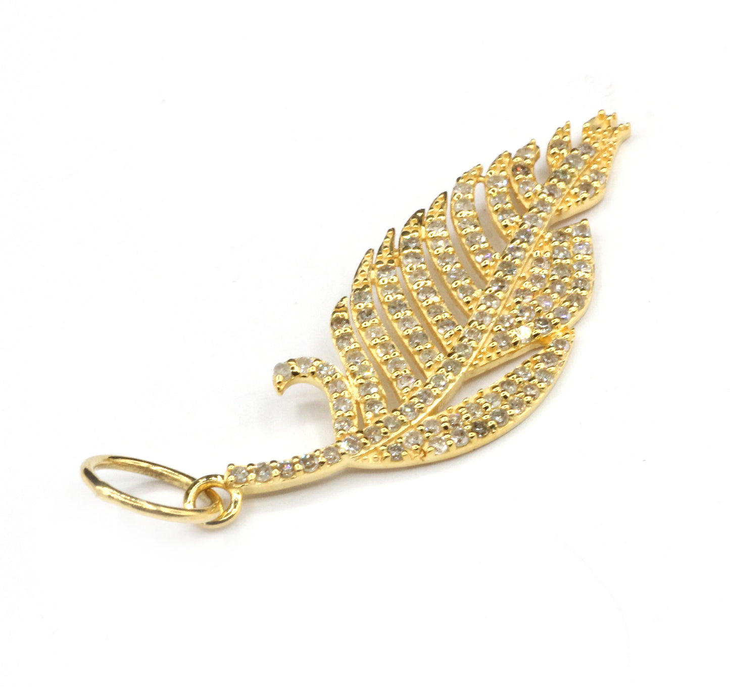 Leaf 14k Solid Gold Diamond Pendants.