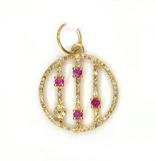 Round 14k Solid Gold Diamond Pendants.