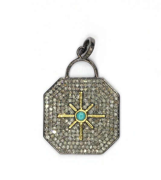 Hexagon Pave Diamond Pendant