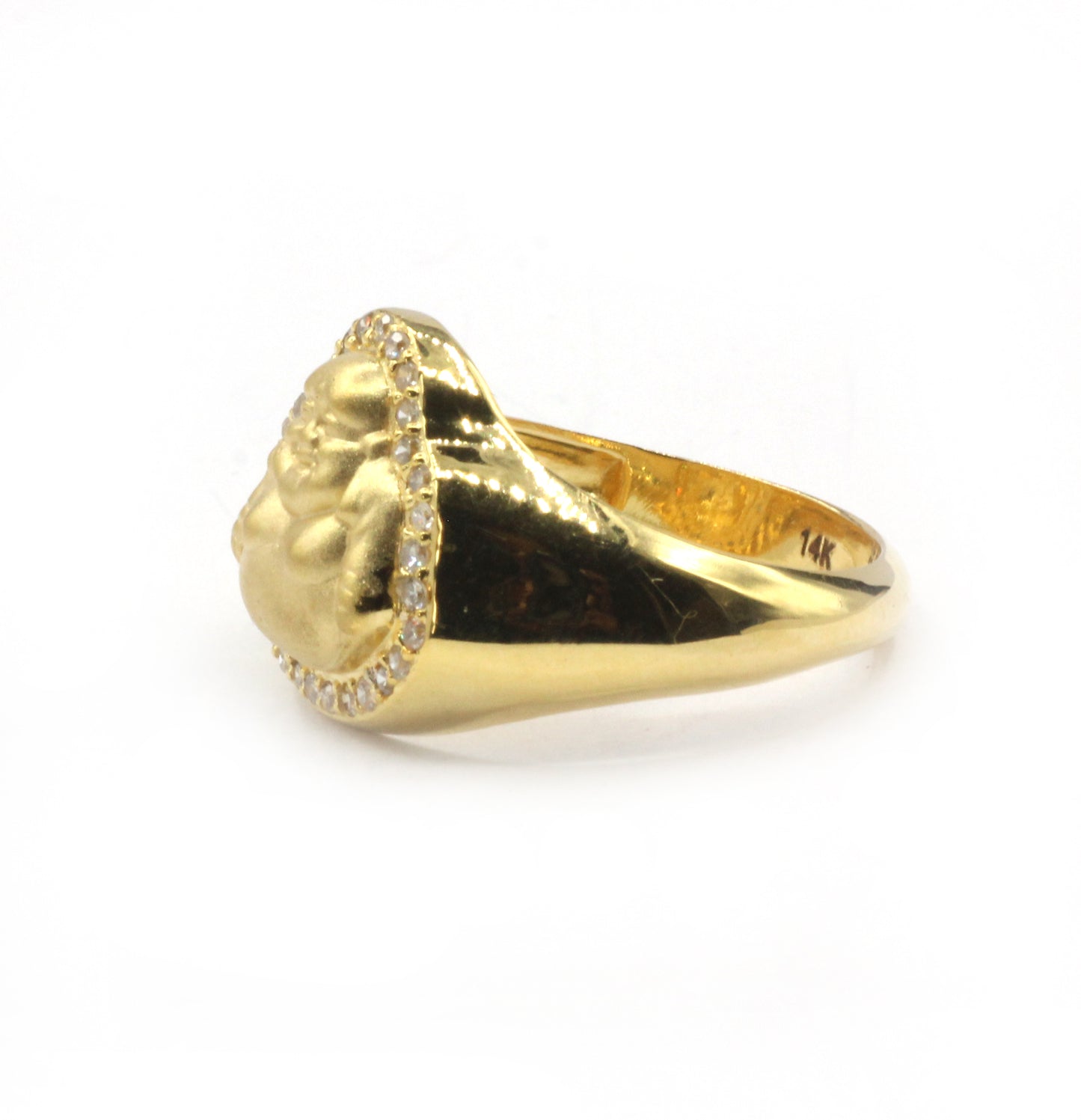Laughing Buddha 14k Solid Gold Diamond Rings.Genuine handmade pave diamond Rings.