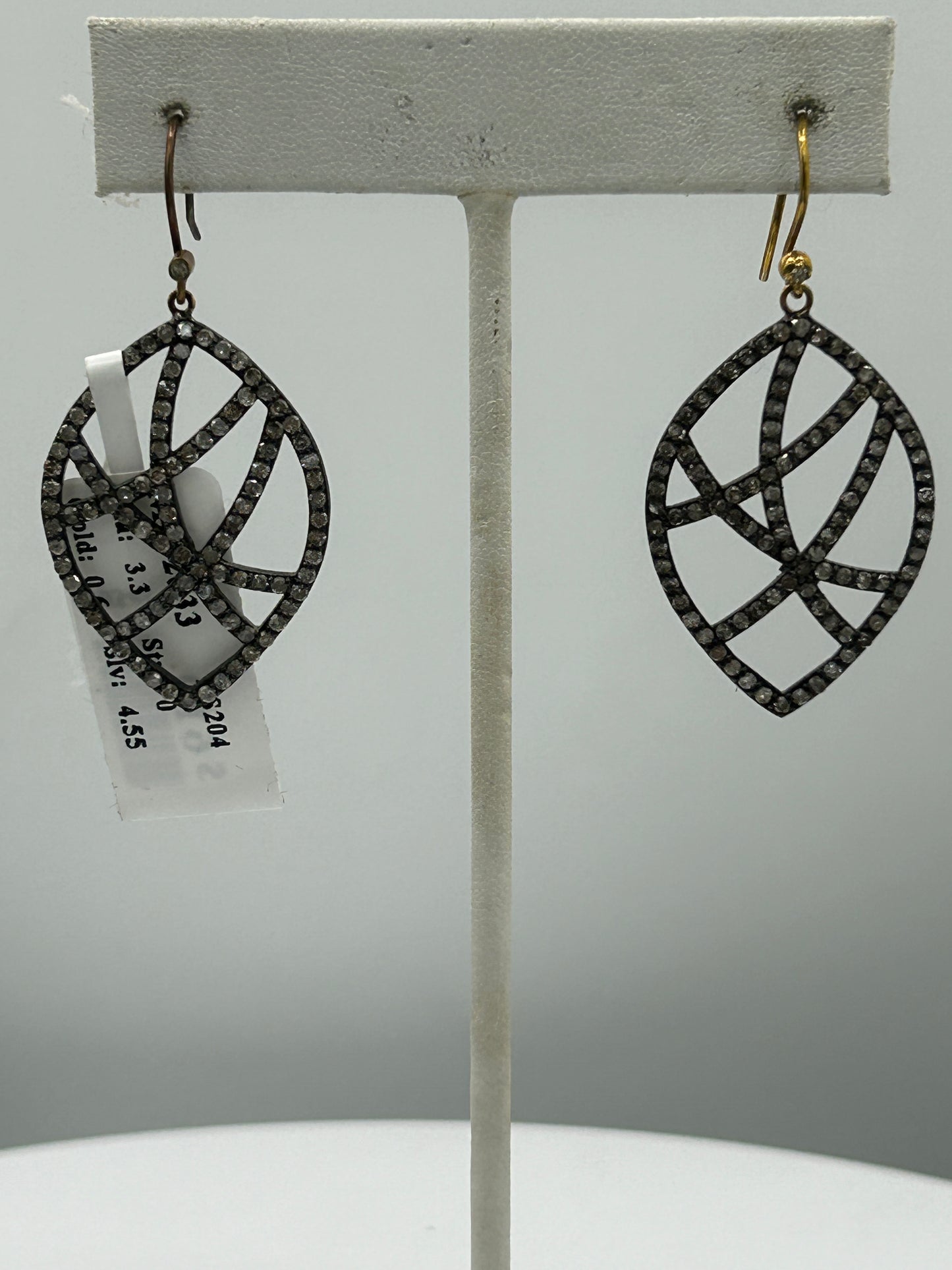 Diamond and Silver Black Rhodium Finish Earring