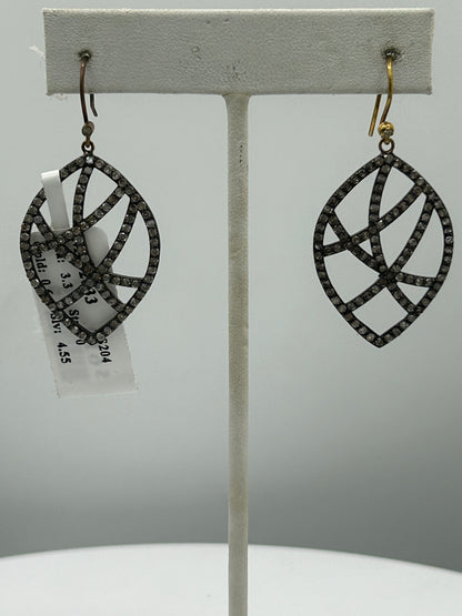 Diamond and Silver Black Rhodium Finish Earring