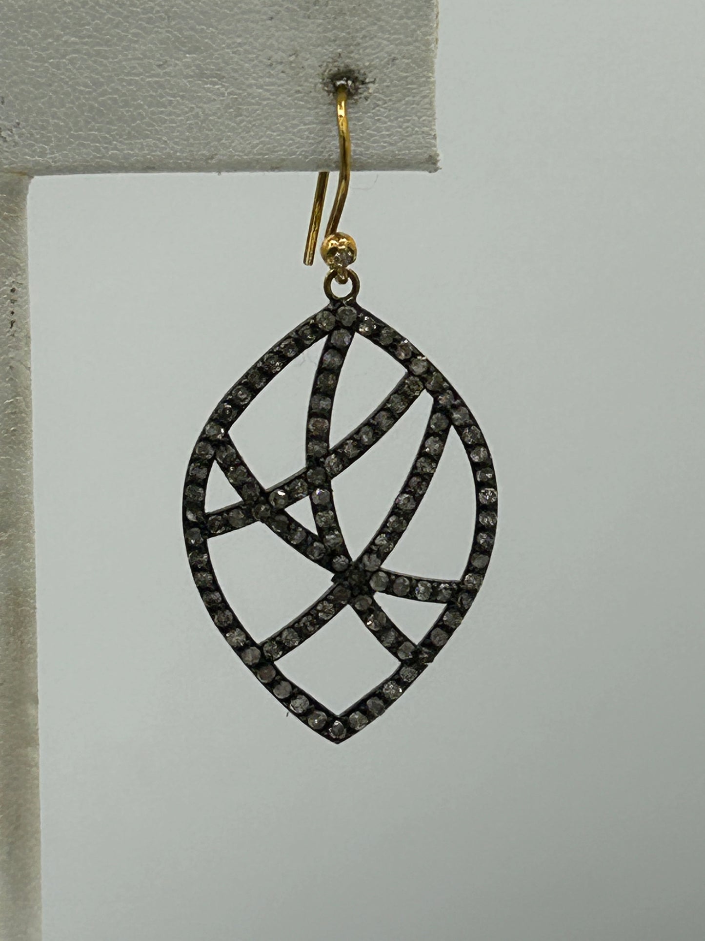 Diamond and Silver Black Rhodium Finish Earring