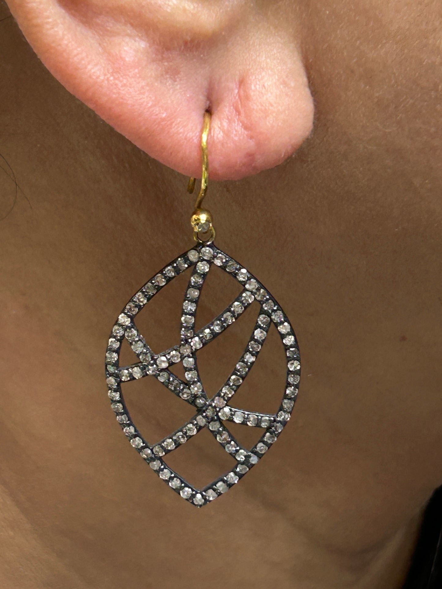 Diamond and Silver Black Rhodium Finish Earring