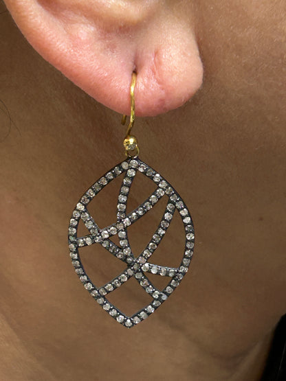 Diamond and Silver Black Rhodium Finish Earring