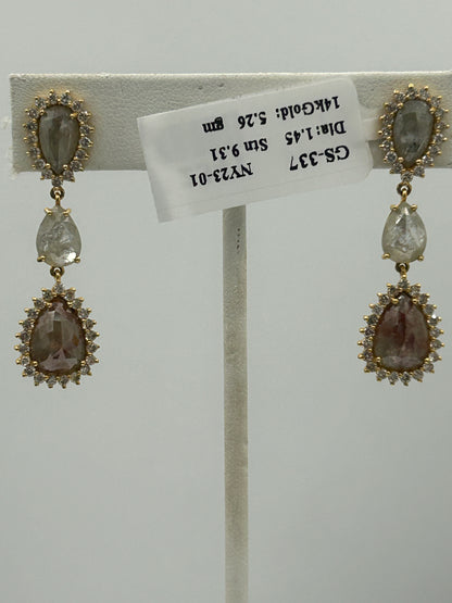14k Solid Gold Diamond Earring