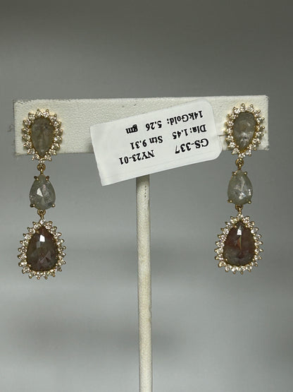 14k Solid Gold Diamond Earring