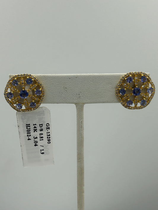 14k Solid Gold Diamond Earring.14k Solid Gold Diamond Earring..