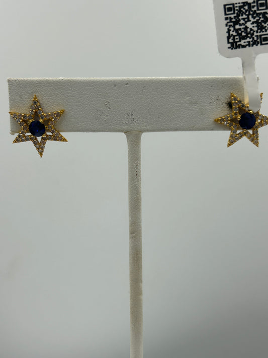 Star 14k Solid Gold Diamond Earring. Genuine handmade pave diamond Earring. 14k Solid Gold Diamond Earring..