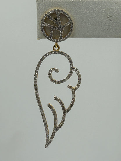 Wings 14k Solid Gold Diamond Earring