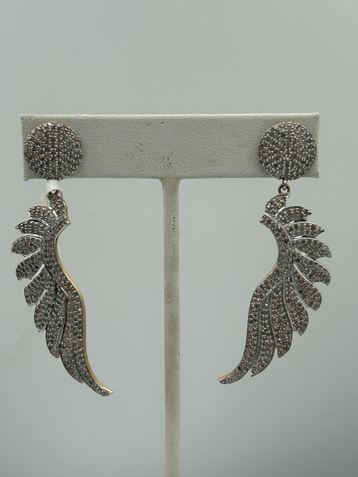 Wings 14k Solid Gold Diamond Earring
