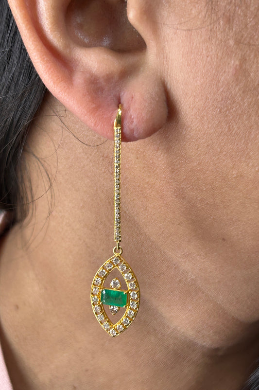 Evil Eye 14k Solid Gold Diamond Earring. Genuine handmade pave diamond Earring. 14k Solid Gold Diamond Earring..