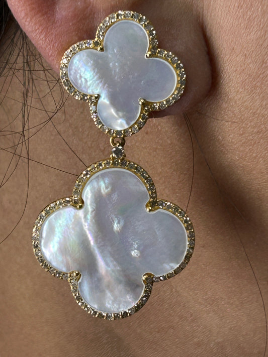 Flower 14k Solid Gold Diamond Earring