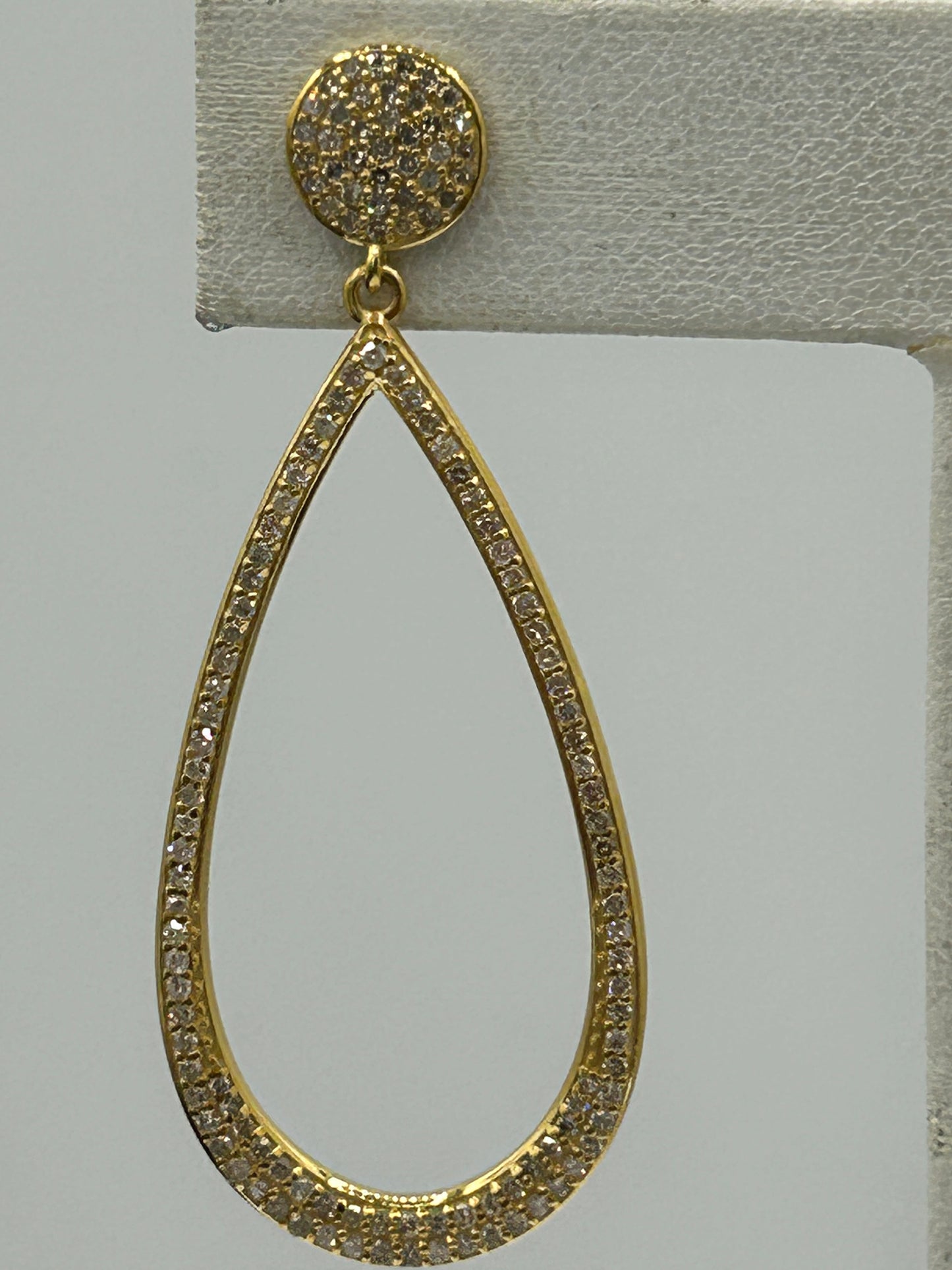 Pear Shape 14k Solid Gold Diamond Earring