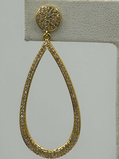 Pear Shape 14k Solid Gold Diamond Earring