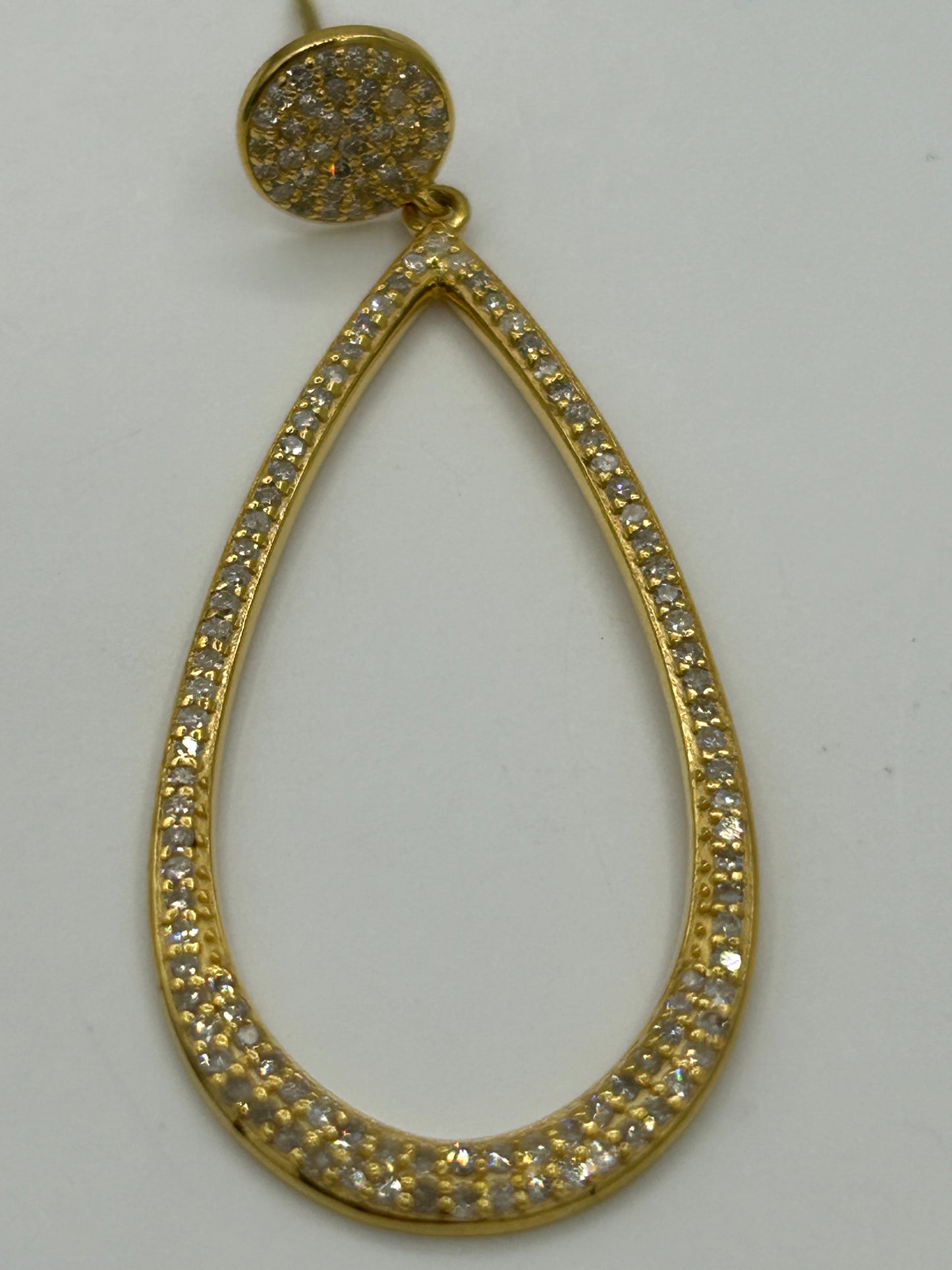 Pear Shape 14k Solid Gold Diamond Earring