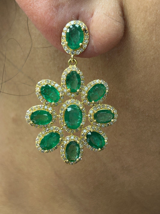 Flower 14k Solid Gold Diamond Earring