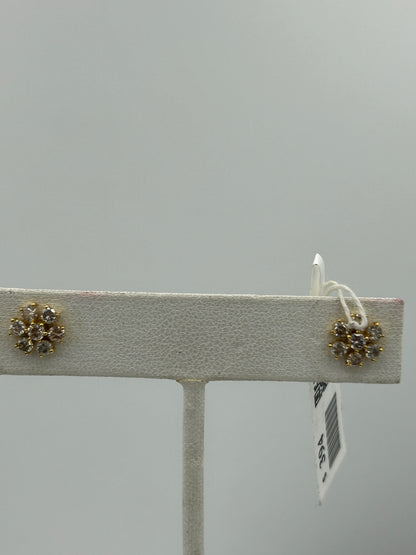 Round 14k Solid Gold Diamond Stud Earring. Genuine handmade pave diamond Earring. 14k Solid Gold Diamond Earring..