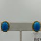 Turquoise Oval 14k Solid Gold Diamond Stud Earring. Genuine handmade pave diamond Earring. 14k Solid Gold Diamond Earring..